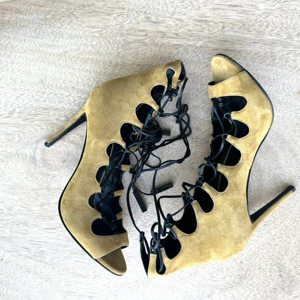 Pierre Hardy Lace-Up Suede‎ Heels, Size 37, Unworn, Handmade in Italy